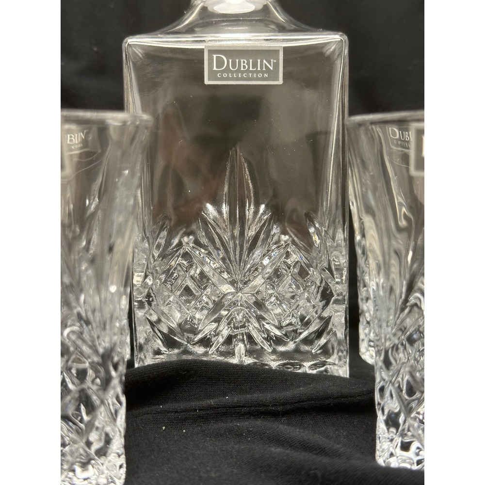 Elegant Dublin Collection Crystal Decanter Set with 6 Cordial/Liqueur Glasses - Picture 3 of 9